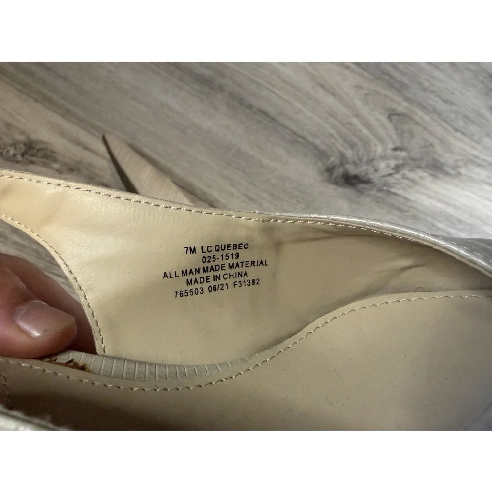 Liz‎ Claiborne Quebec Beige Pointed Toe Slingback Kitten Heel Pumps US 7 M